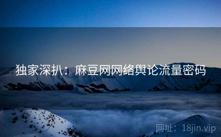 独家深扒：麻豆网网络舆论流量密码